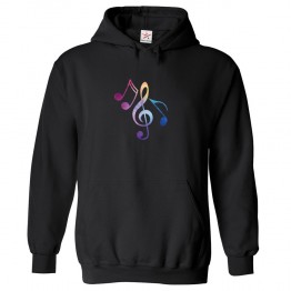 Music Notes Unisex Classic Kids and Adults Pullover Hoodie for Music Fans